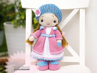 Mixed Knitting and Crochet Toy Clothes Pattern - Outfit "Mimi"
