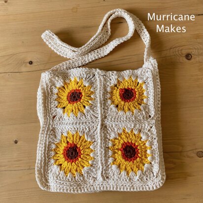 Sunflower Granny Square Bag Crochet Pattern UK and US terms