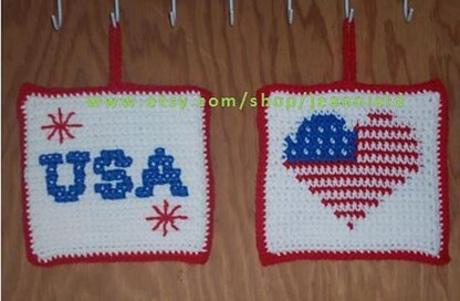 Patriotic Heart Pot Holder