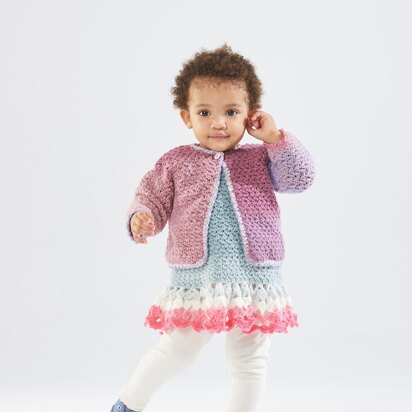 Tea Party Dress and Cardi in Lion Brand Mandala - Downloadable PDF