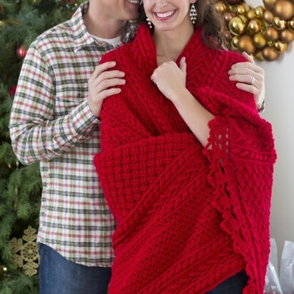 Holiday Cables Throw Crochet in Red Heart Niki - LW3967EN