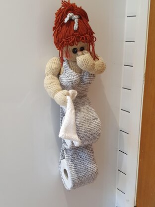 Knitted doll toilet roll sales holder