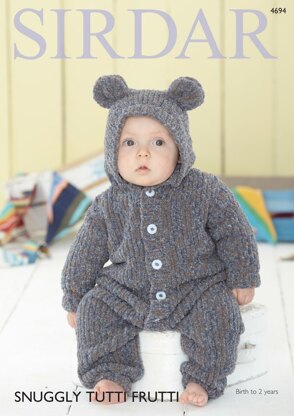 Hooded Onesie in Sirdar Snuggly Tutti Frutti - 4694 - Downloadable PDF