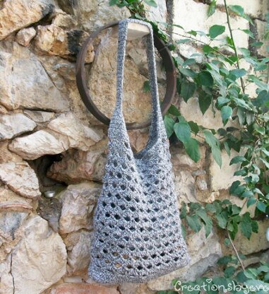 Grey crochet hobo bag