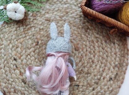 Tiny bunny hat for doll