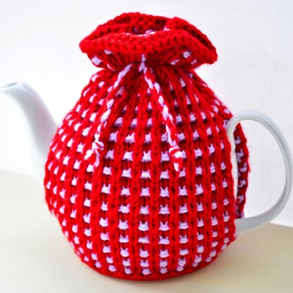 Basket Ribbed 4 Cup Teapot Cosy Knitting Pattern