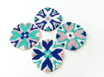 Coasters with snowdrops