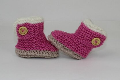 Chunky Baby Fur Trim One Button Booties