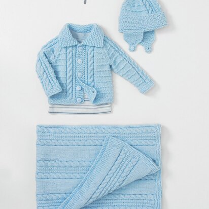 Blanket, Helmet and Jacket in Hayfield Baby Aran - 4681- Downloadable PDF - knitting pattern