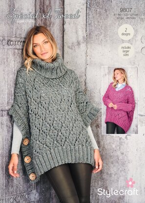 Women Ponchos in Stylecraft Special XL Tweed - 9807 - Downloadable PDF