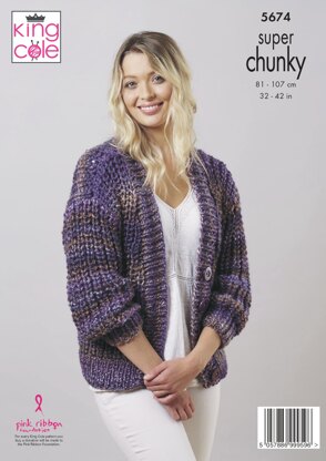 Sweater and Cardigan Knitted in King Cole Explorer Super Chunky - 5674 - Downloadable PDF