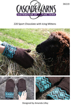 Chocolate with Icing Mittens in Cascade 220 Sport - DK219