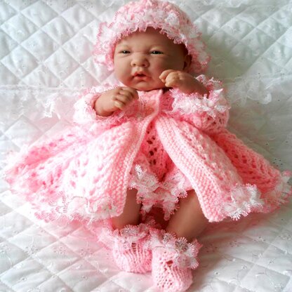 Knitting Pattern, 10&15 inch Dolls clothes, Matinee Coat, leggings, Hat and Shoes
