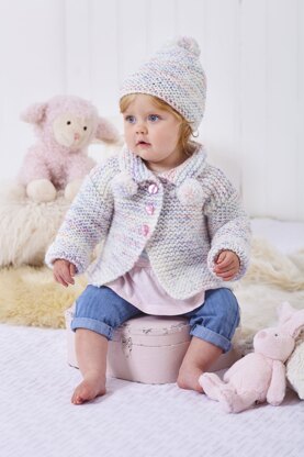Coat, Cardigan, Top & Hat knitted in King Cole Bumble Chunky - Babies - P6084 - Leaflet