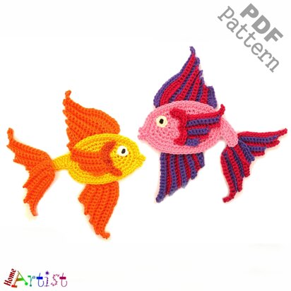 Fantail Fish crochet applique pattern