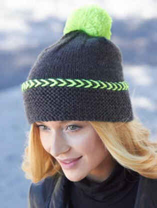 Pop of Neon Hat in Caron Simply Soft & Simply Soft Heathers - Downloadable PDF