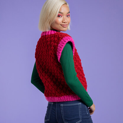 Living Your Best Vest - Free Tank Top Knitting Pattern for Women in Paintbox Yarns Wool Blend Super Chunky