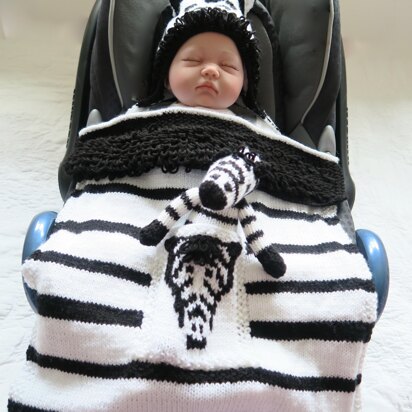 Zebra Hooded Baby Car Seat Blanket