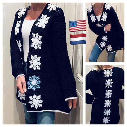 SNOWFLAKE CARDIGAN English USA & Dutch