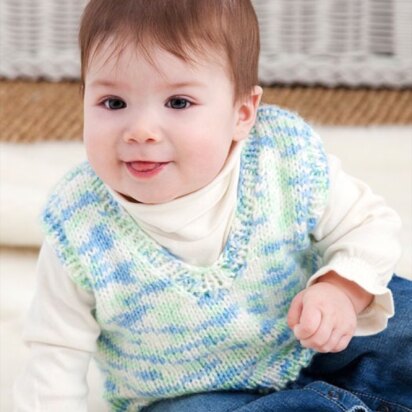Let's Play Knit Vest in Red Heart Soft Baby Steps Prints - LW2531