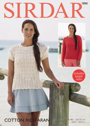 Long and Short Sleeved Sweaters in Sirdar Cotton Rich Aran - 7890 - Downloadable PDF