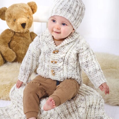 Jacket, Cardigan, Gilet, Hat & Blanket knitted in King Cole Bumble Chunky - Babies - P6085 - Leaflet