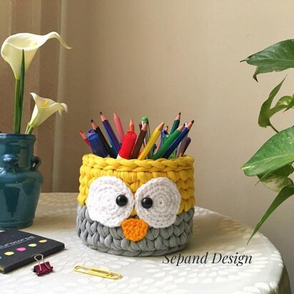 Zpagetti (t-shirt) yarn basket- owl