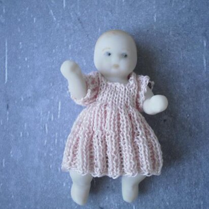 Pleated baby dress for 1/12th scale miniature doll