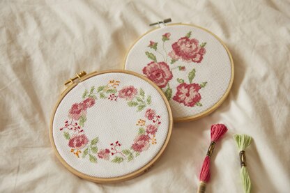DMC Mindful Making: The Tranquil Rose Cross Stitch Duo Kit