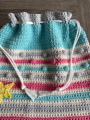 Child's Crochet Drawstring Bag