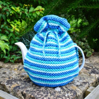 Ocean Blue 4 Cup Teapot Cosy Knitting Pattern