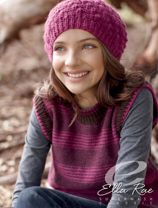 Megan Vest and Beret Hat in Ella Rae Superwash Classic - E18-07 - Downloadable PDF