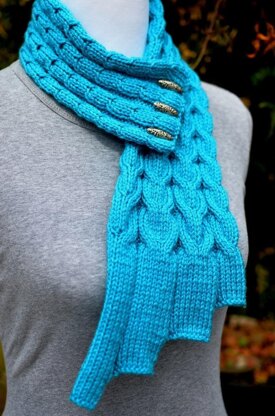 Waterfall Cables Scarf ( Stay On/ Buttoned / Cable Scarf Knitting Pattern )