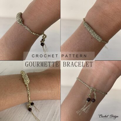 Gourmette Bracelet crochet pdf pattern - How to crochet Jewely - Diy bracelet cuff - Unisex crochet bracelet - crochet gift idea
