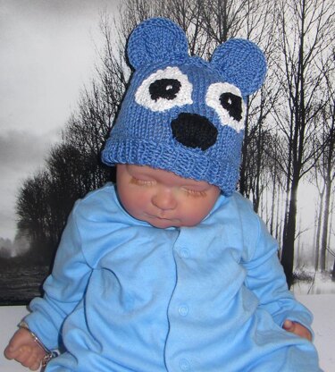 BABY BLUE BEAR BEANIE ANIMAL HAT