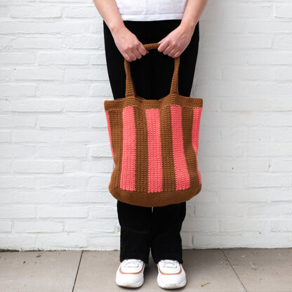 Striped Tote Bag in Yarn and Colors Zen - YAC100116 - Downloadable PDF