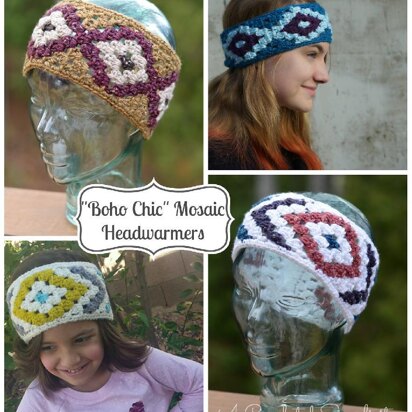 "Boho Chic" Mosaic Headwarmers (2-in-1)