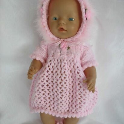 Knitting pattern for 16 inch Doll, Dress Bonnet and Shoes