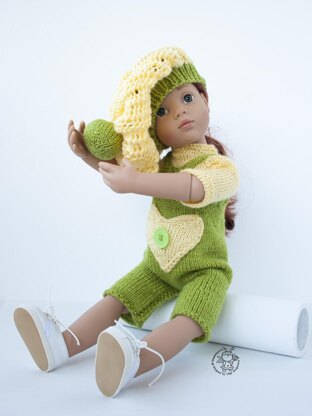 Outfit Lime and lemon for doll 16"-18" knitting flat