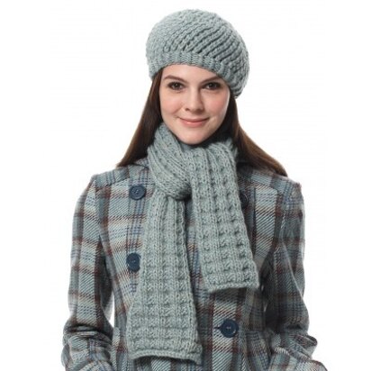 Knit Scarf and Hat in Bernat Roving - Downloadable PDF - knitting pattern