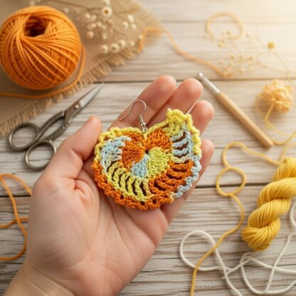 Crochet heart earrings PDF + Video Tutorial