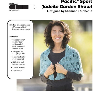 Pacific Sport Jadeite Garden Shawl in Cascade Yarns - DK653 - Downloadable PDF