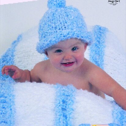 Knit Afghans & Baby Hat in Red Heart Baby Clouds - LW1368