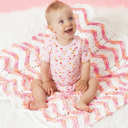 Peachy Peaks Knit Blanket in Bernat Baby Blanket - BRK0202-001805M - Downloadable PDF