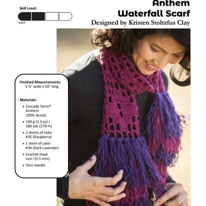 Waterfall Scarf in Cascade Yarns Anthem - W746 - Downloadable PDF