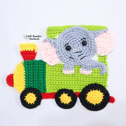 Elephant On Train Applique