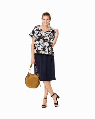 Burda Style Misses' Top â€“ Round Neckline â€“ Boxy Shape â€“ Frills B6243 - Paper Pattern, Size 8-18