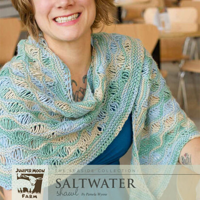 Saltwater Shawl in Juniper Moon Moonshine Trios - Downloadable PDF