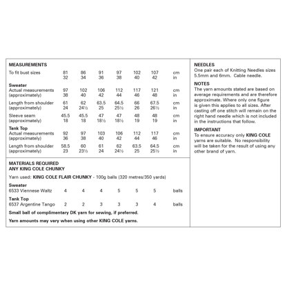 Sweater and Tank Top in King Cole Flair Chunky - 6385 - Leaflet