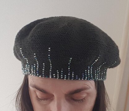 Icicles beaded beret and mitts